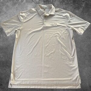 Peter Millar Polo Shirt Men Large Beige Striped Perf Golf Stretch Short Sleeve L
